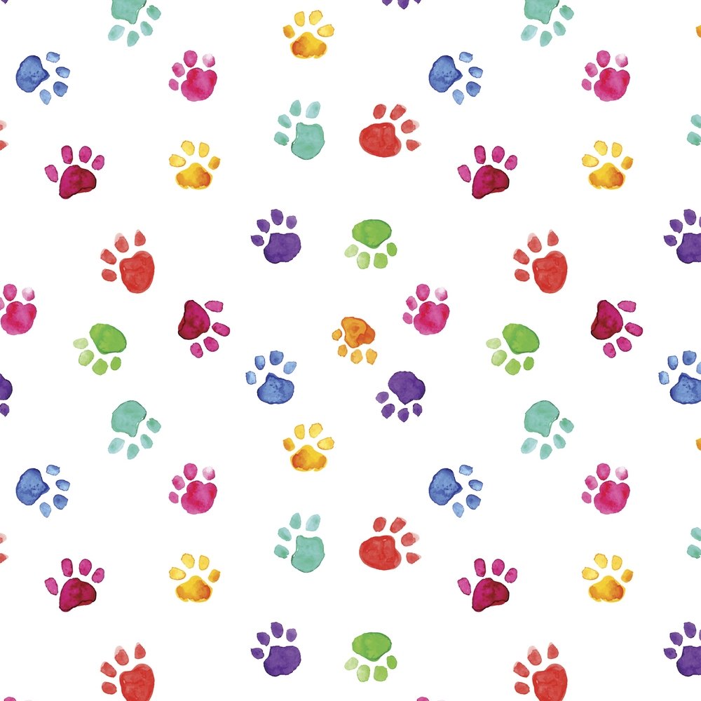 Watercolor Pawprint Fabric - Multi