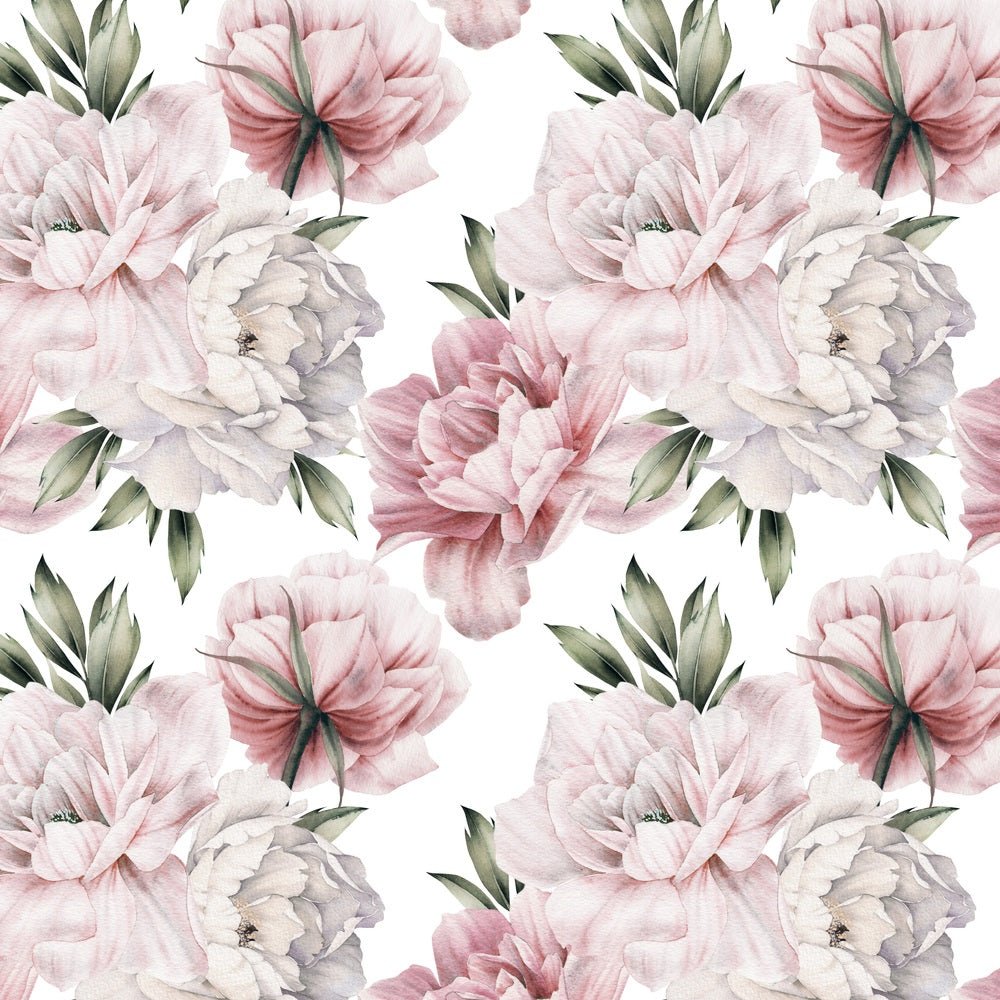 Watercolor Subtle Summer Peonies Fabric