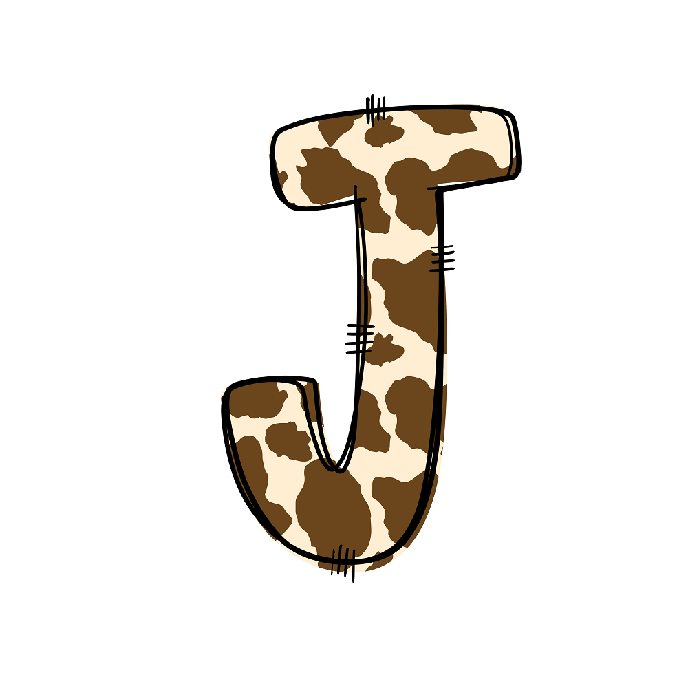 Western Cowboy ''J'' Cow Print Fabric Panel