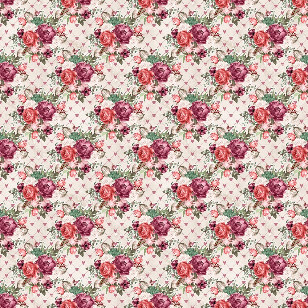 Wildflower Bouquets & Hearts Fabric - Champagne