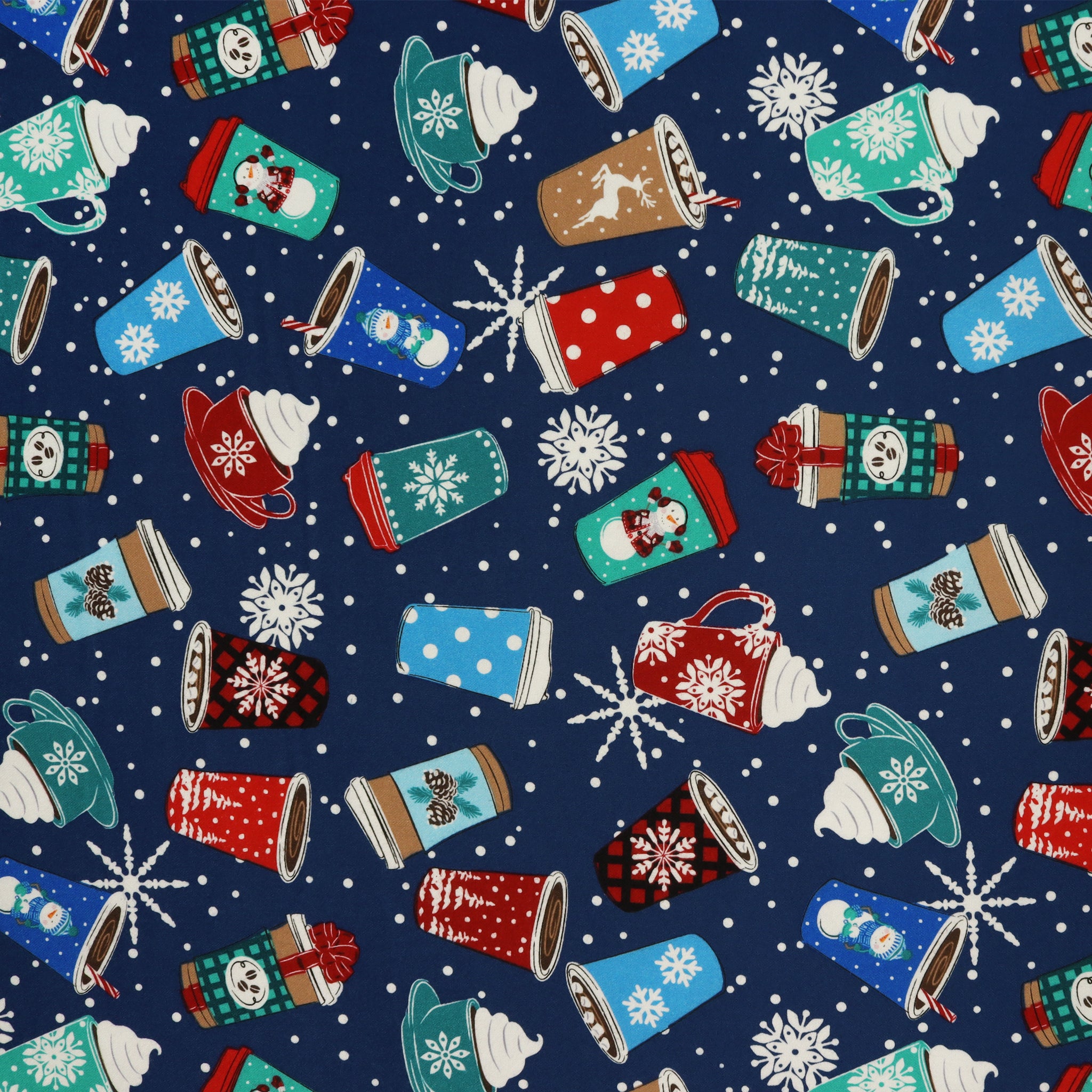 Winter Wonders Flannel Fabric Collection - Hot Cocoa Navy
