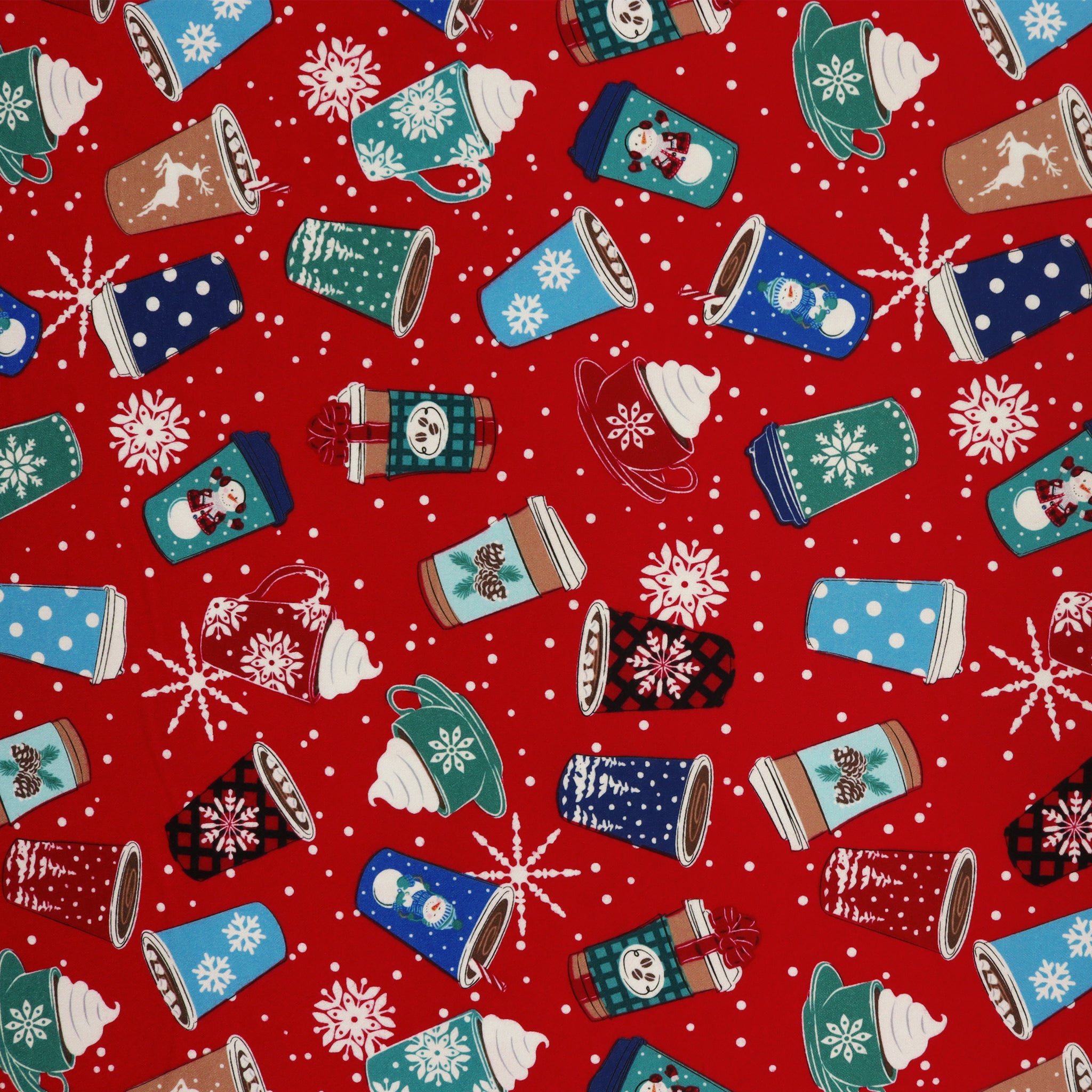 Winter Wonders Flannel Fabric Collection - Hot Cocoa Red