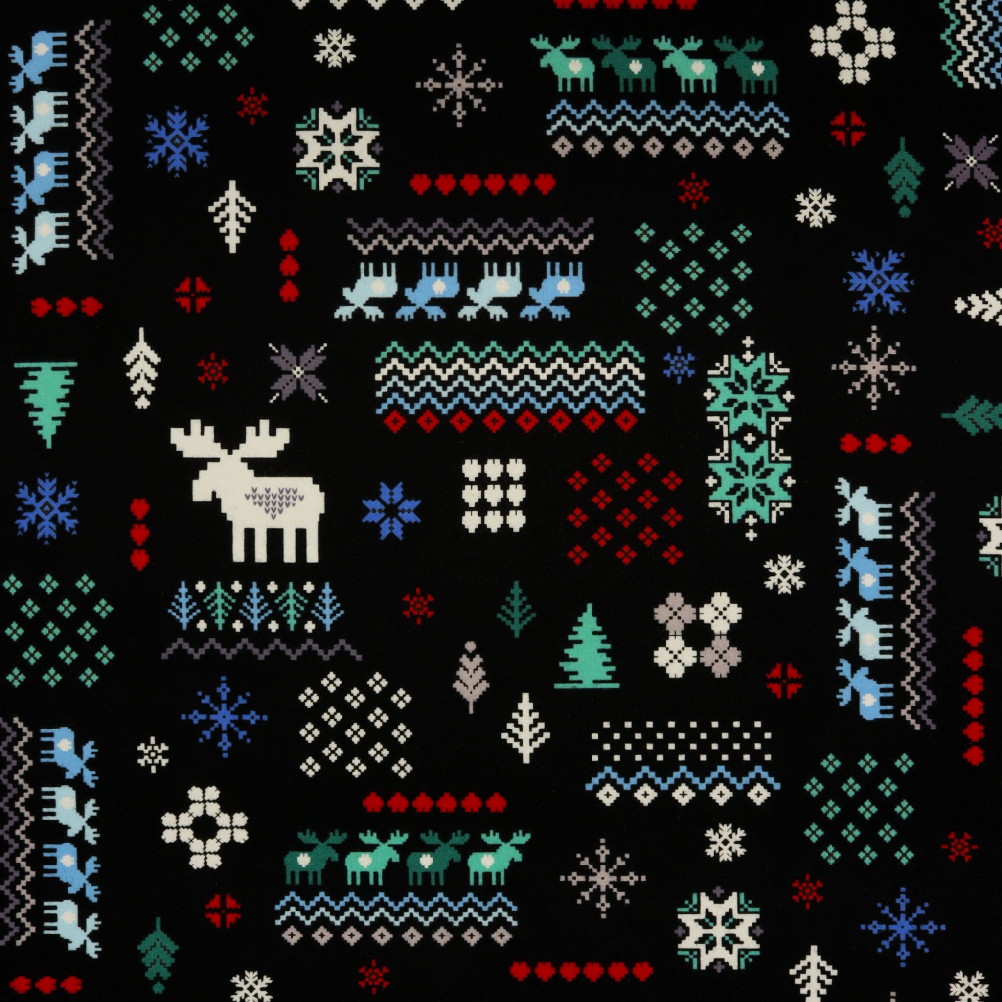 Winter Wonders Flannel Fabric Collection - Winter Wonders Knit Black