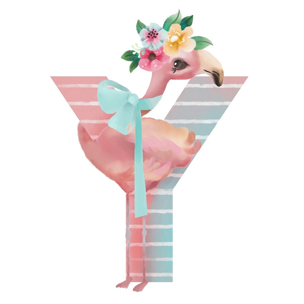 Yappy Flamingo "Y" Fabric Panel