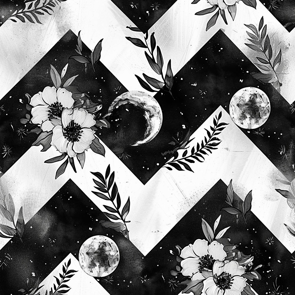 Zigzag Floral Moon Fabric