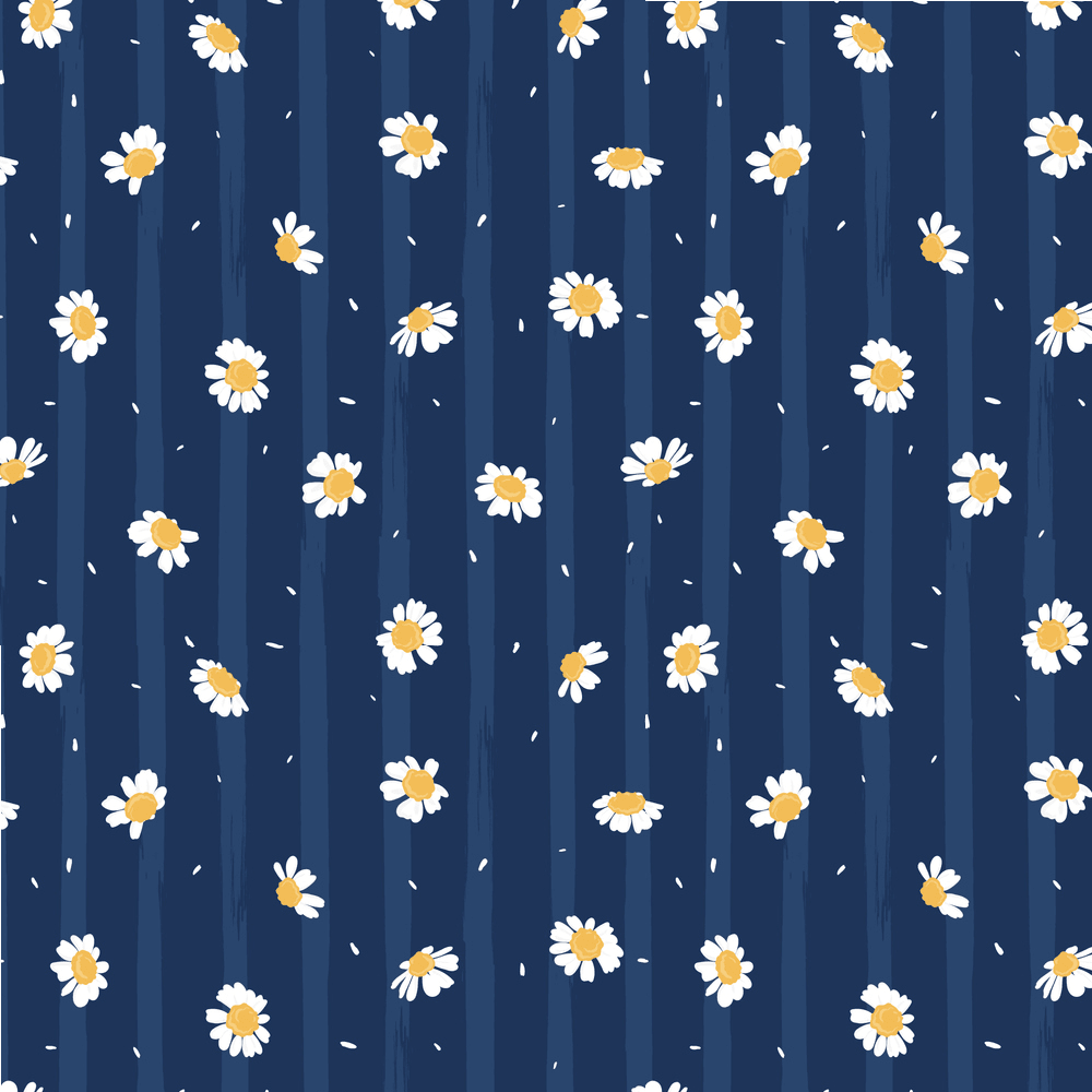 Chamomile Stripes Fabric - Navy