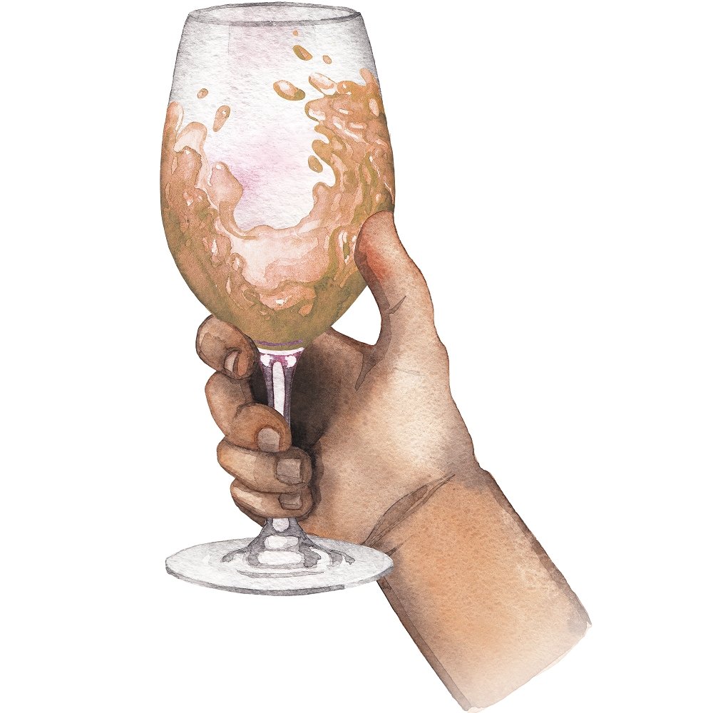 Chardonnay Wine Toast Fabric Panel - Variation 2