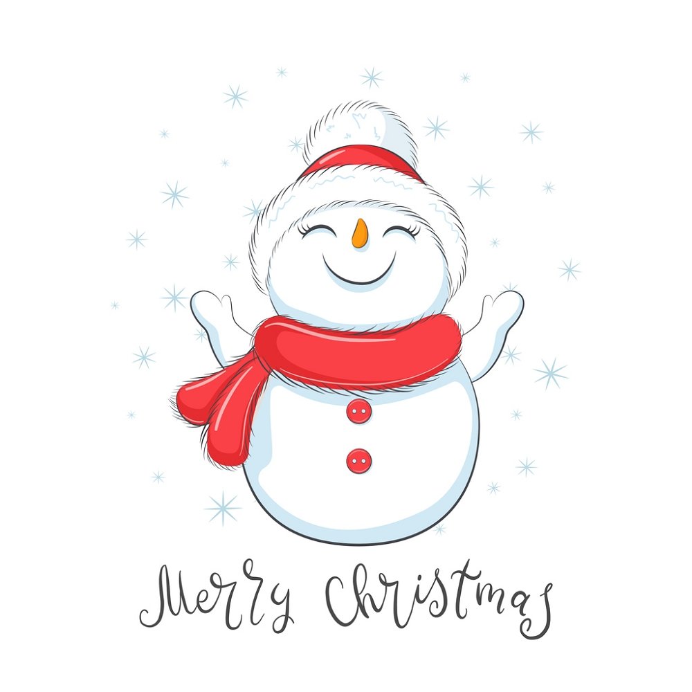 Cheerful Christmas Snowman Fabric Panel