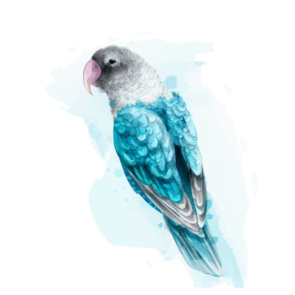 Tropical Parrot Fabric Panel - Blue/Gray