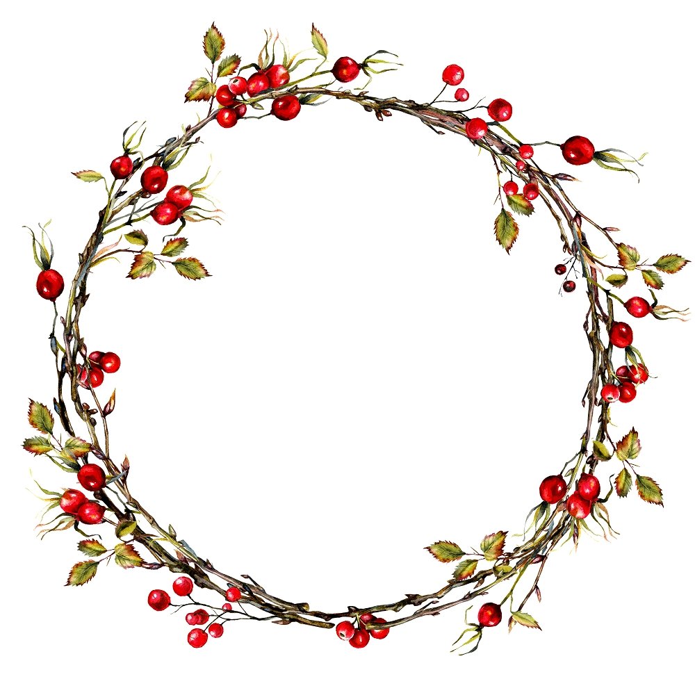 Twigs & Hawthorns Wreath Fabric Panel