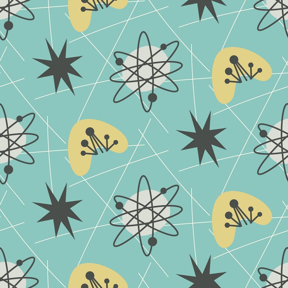 Vintage Atomic Pattern Fabric