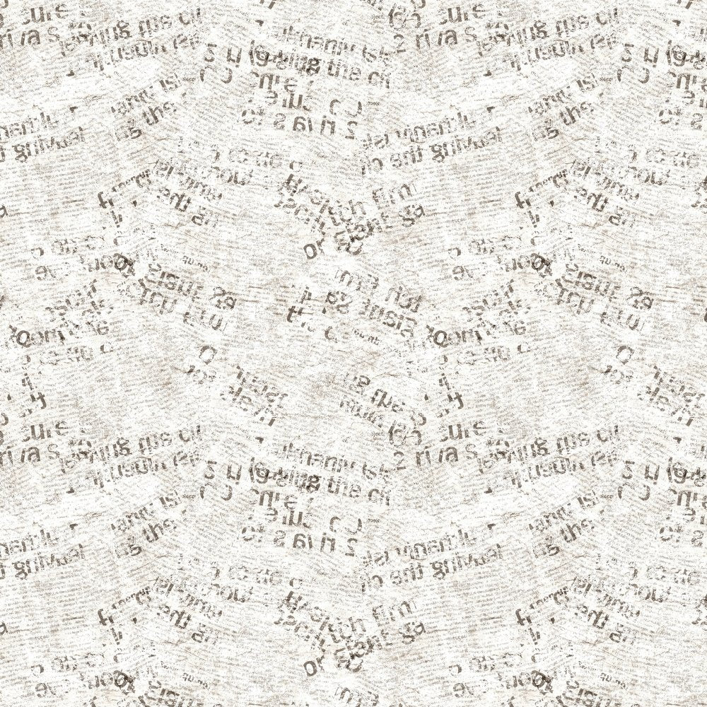 Vintage Newspaper Collage Fabric - Gray