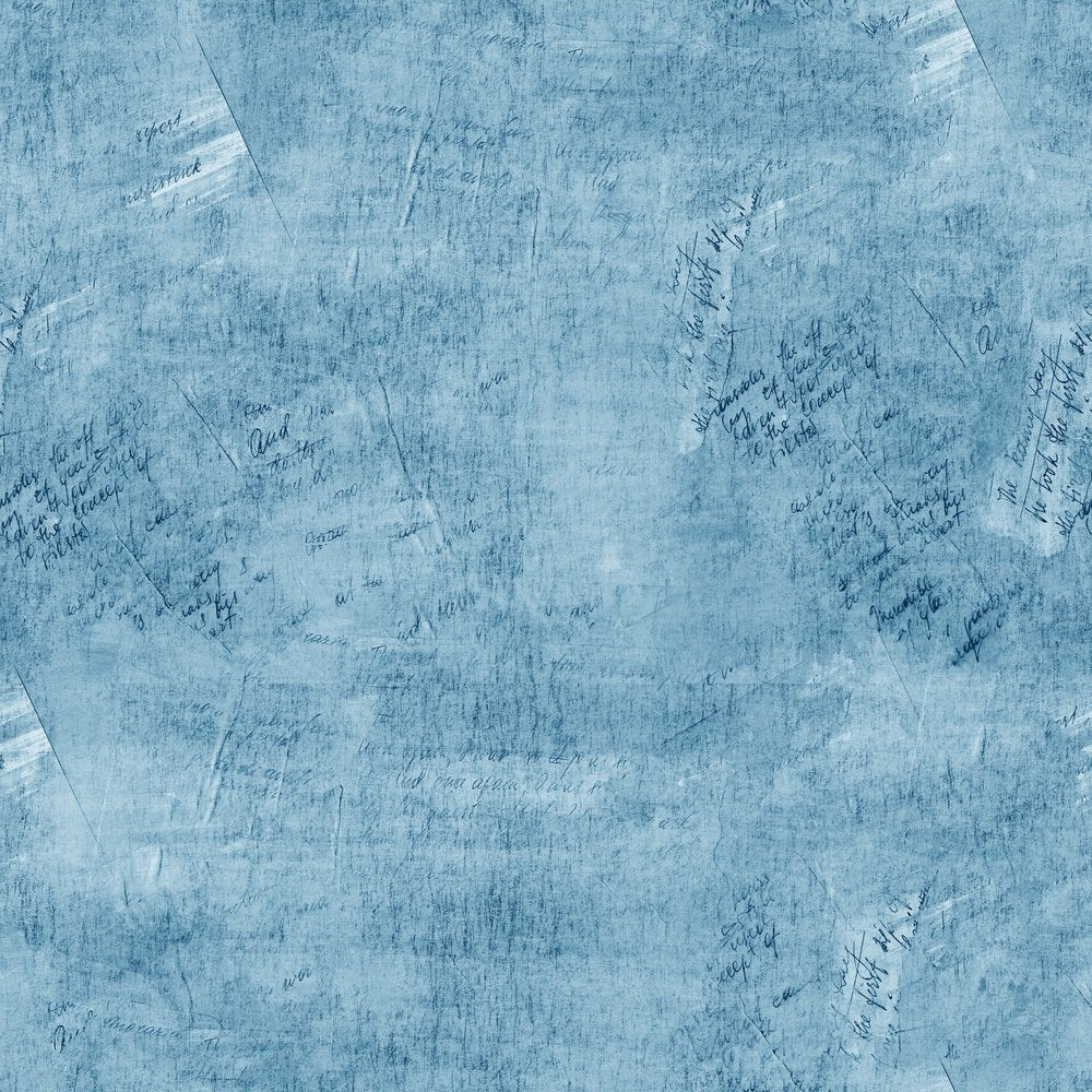 Vintage Script Fabric - Spanish Blue