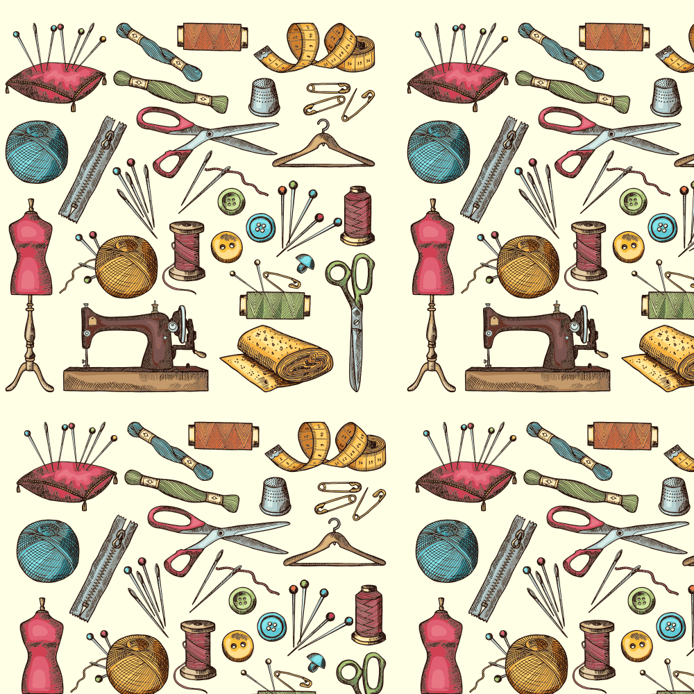 Vintage Sewing Workshop Fabric - Cream