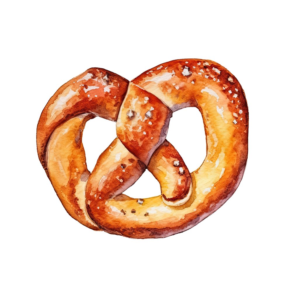 Watercolor Baked Goods Pretzel Fabric Panel
