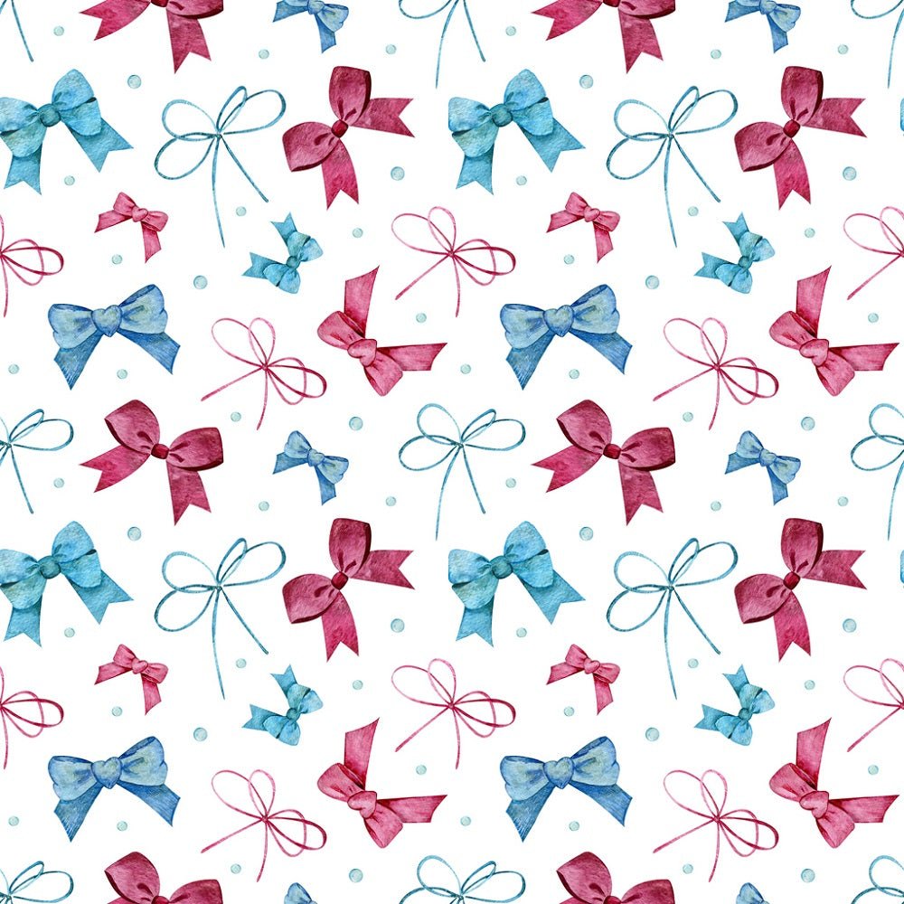 Watercolor Bows and Dots Allover Fabric
