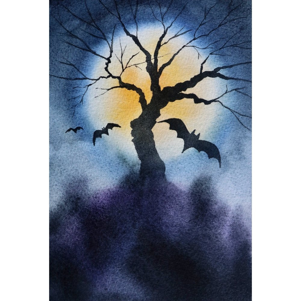 Watercolor Halloween Paintings #5 Fabric Panel
