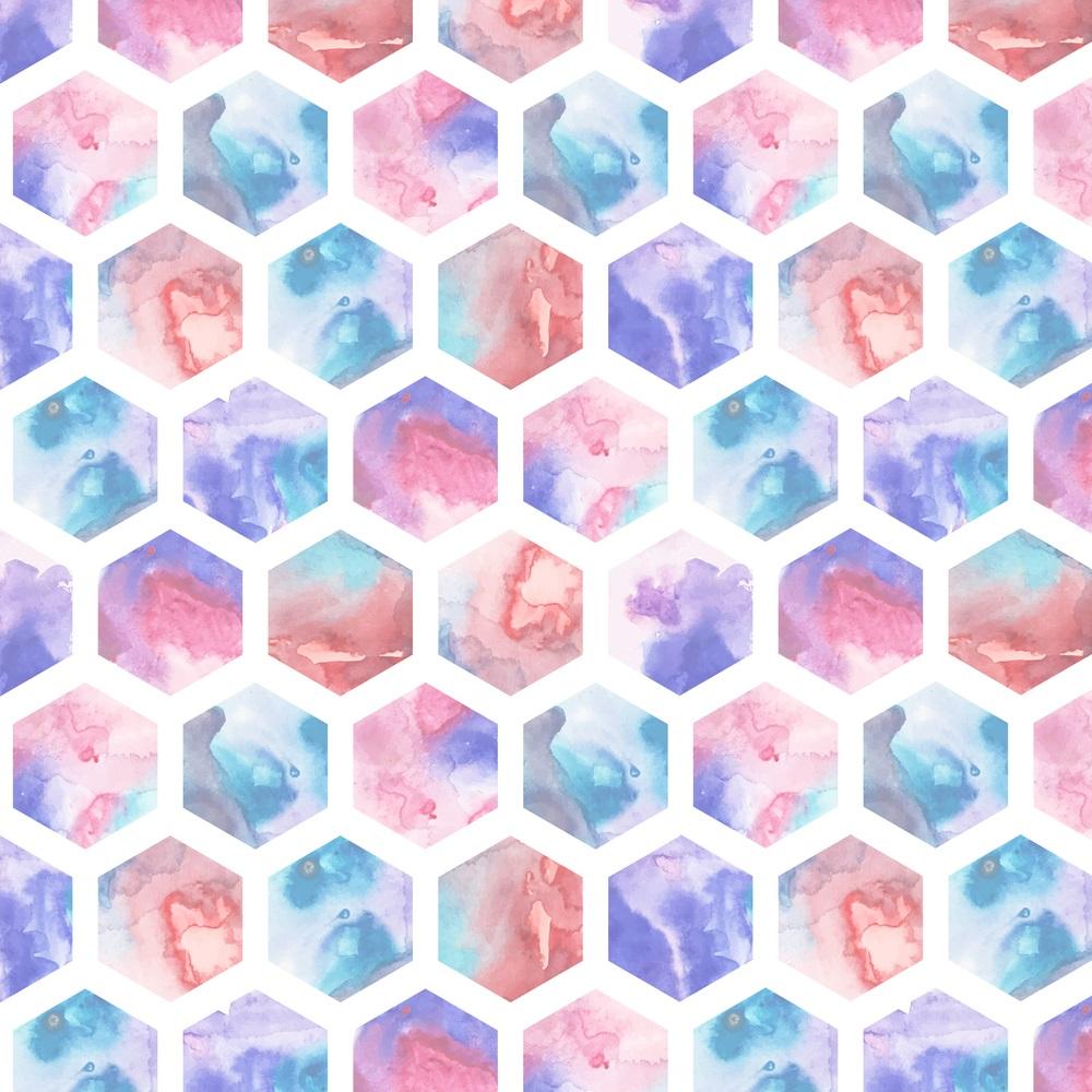 Watercolor Hexagons Fabric - Multi