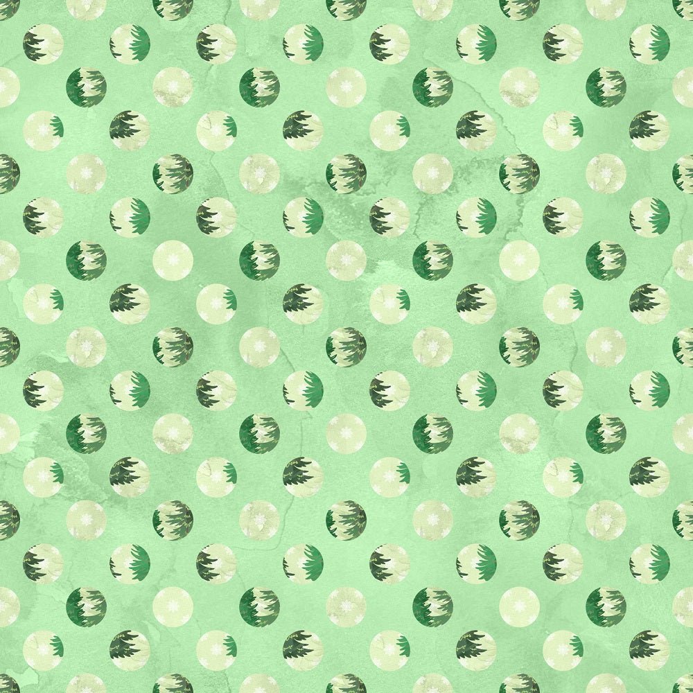 Watercolor Pine Trees Dots Fabric - Green