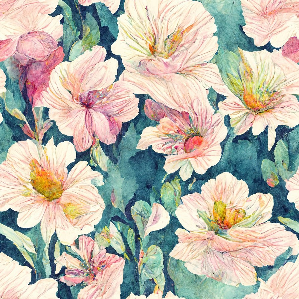 Watercolor Vintage Floral Pattern #1 Fabric