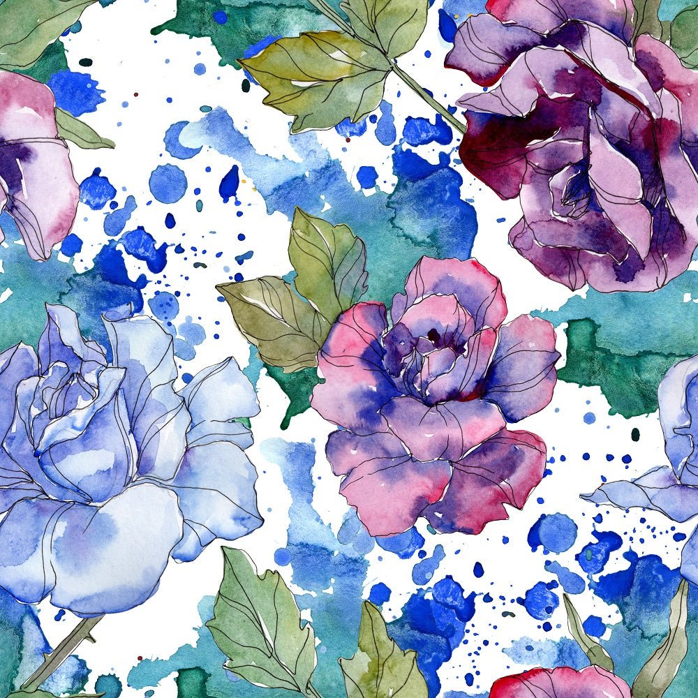 Watercolor Wildflower Roses Fabric