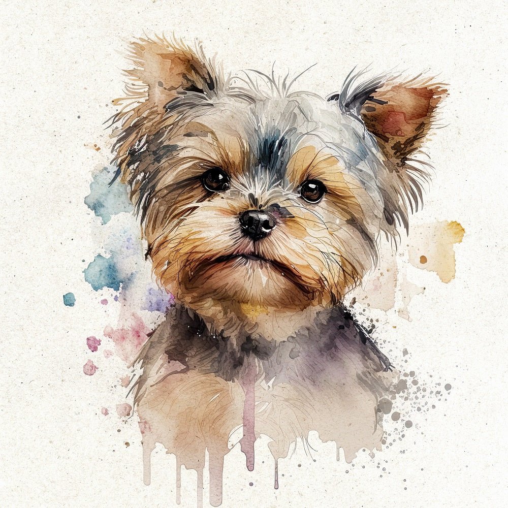Watercolor Yorkshire Terrier Portrait Fabric Panel