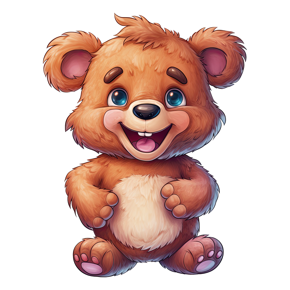 Cartoon Smiling Bear Fabric Panel