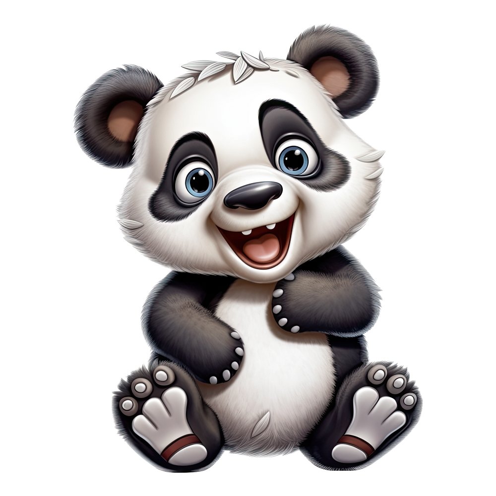 Cartoon Smiling Panda Fabric Panel