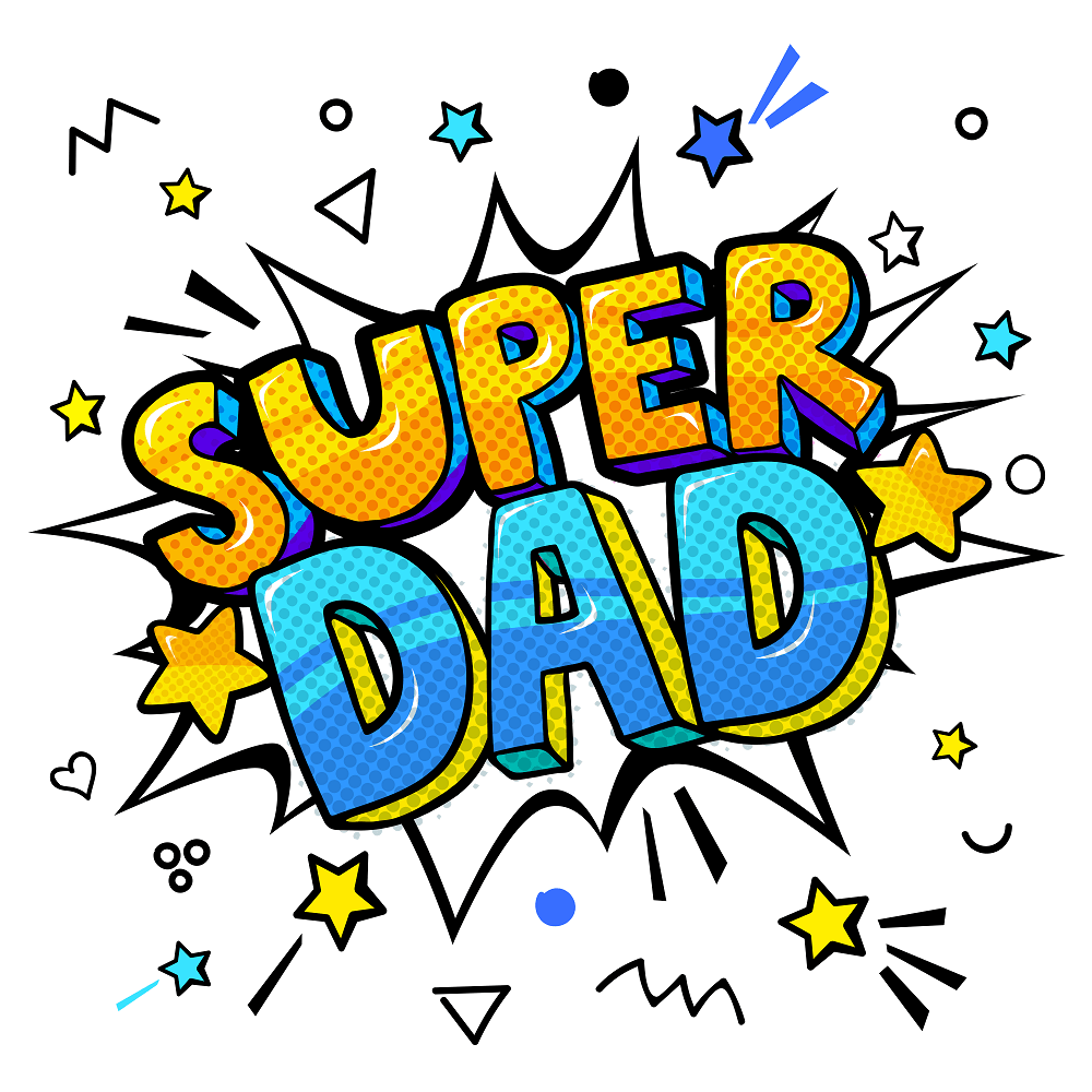 Cartoon Super Dad Speech Bubble Fabric Panel