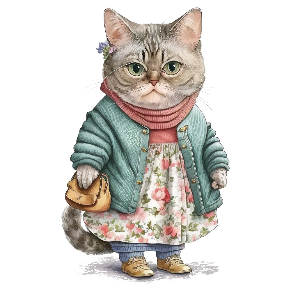 Cat Grandma #2 Fabric Panel