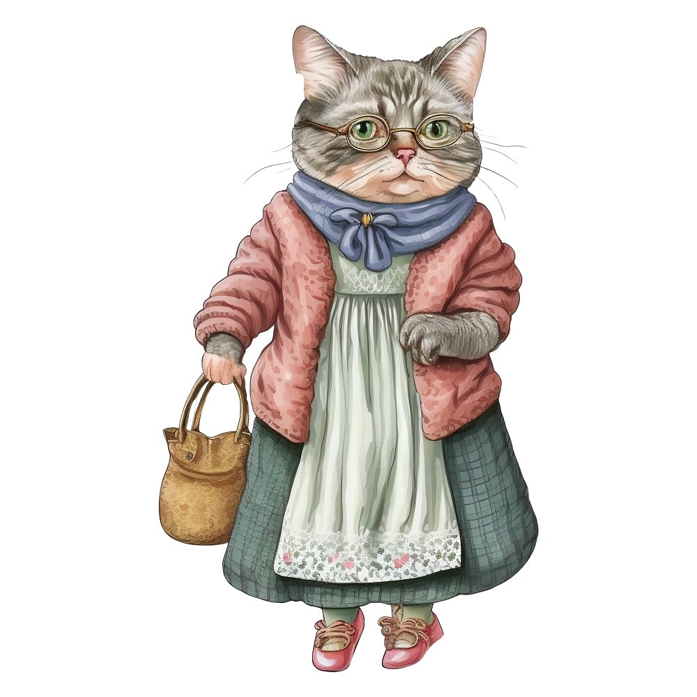 Cat Grandma #3 Fabric Panel