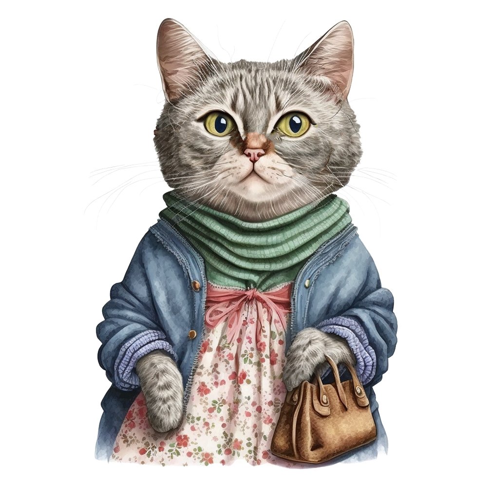 Cat Grandma #5 Fabric Panel