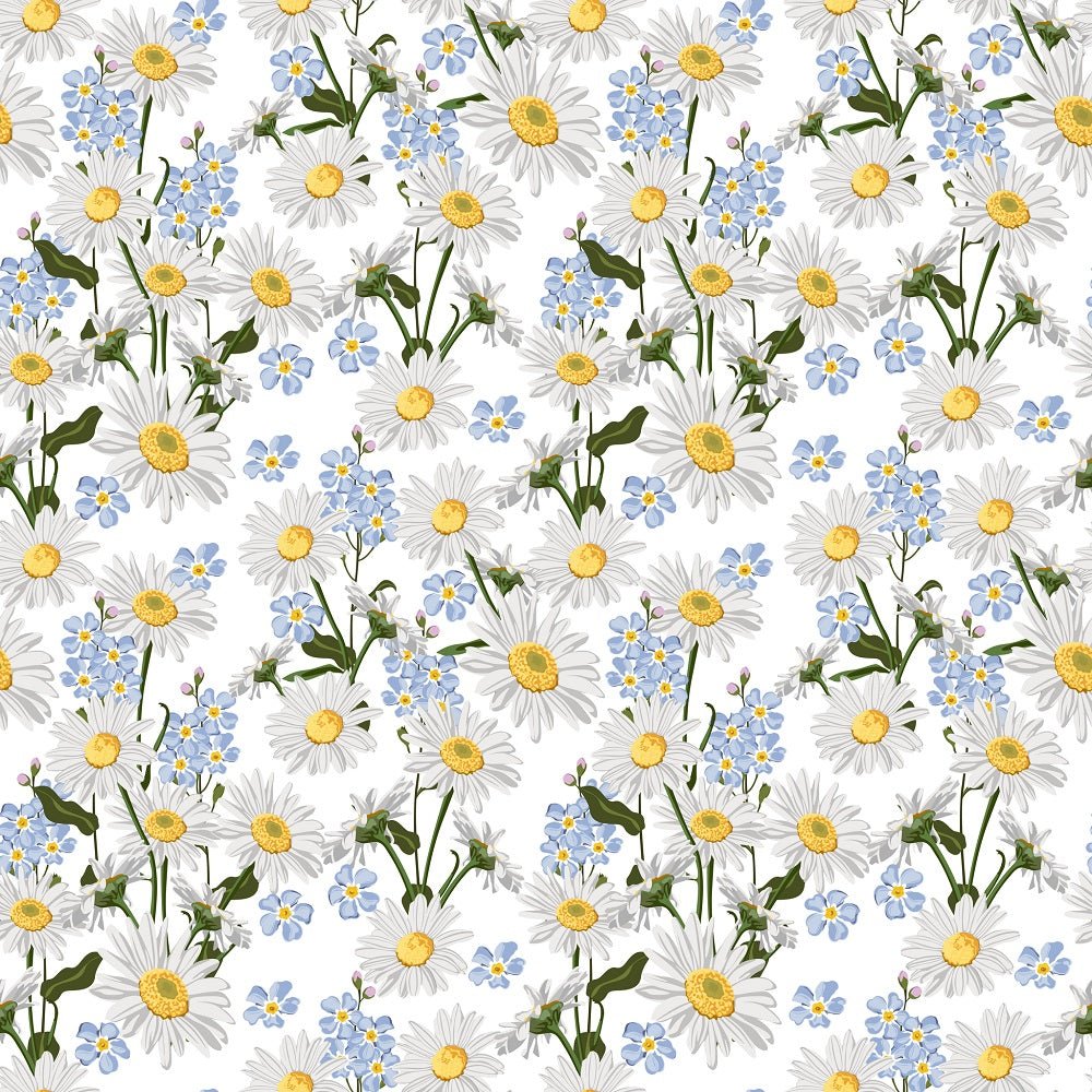 Chamomile & Forget Me Nots Floral Fabric