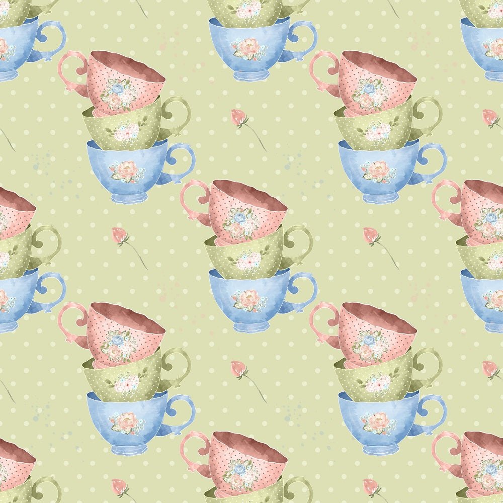 Tea Time Cup Set Fabric - Green