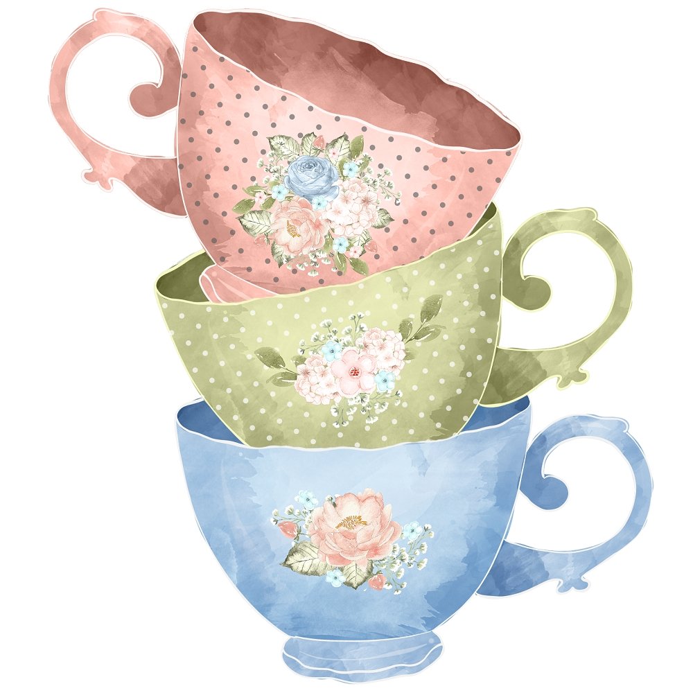 Tea Time Set of Cups #2 Fabric Panel