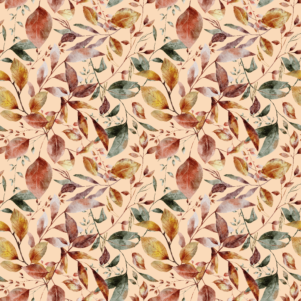 The Cottage Leaves Allover Fabric - Pizazz Peach