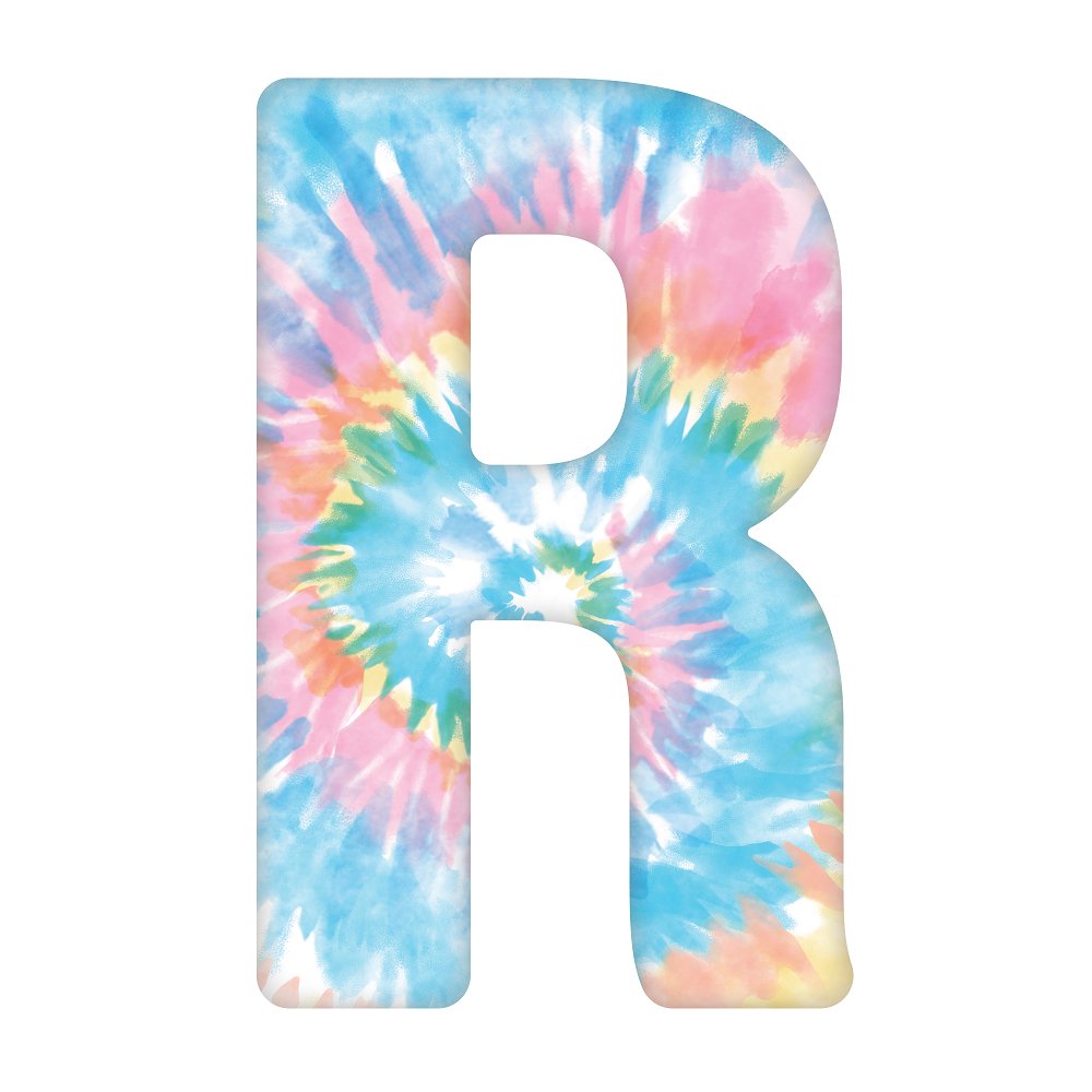 Tie-Dye Letter R Fabric Panel