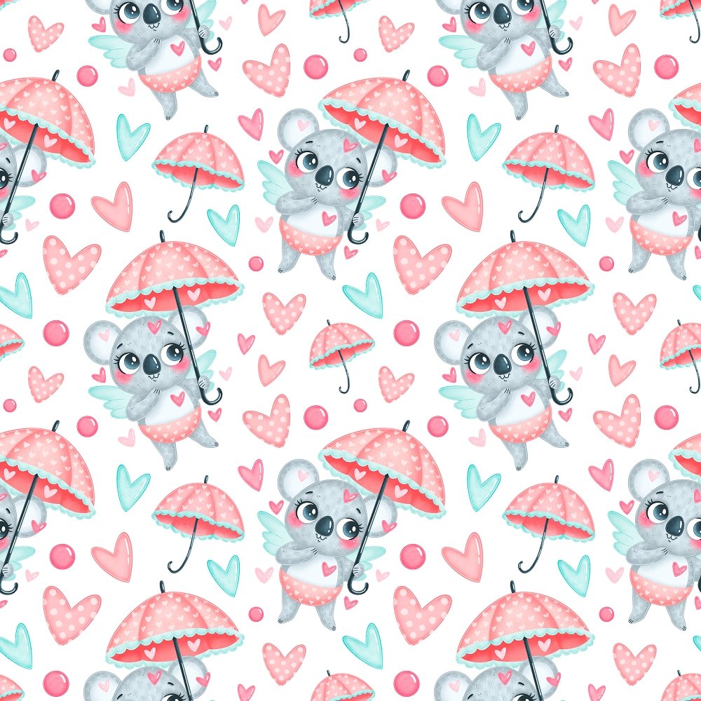 Valentine's Day Koalas Fabric