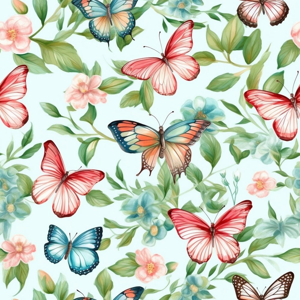 Vibrant Watercolor Butterflies #3 Fabric