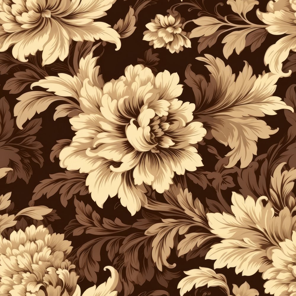Vintage Beige Damask Pattern #1 Fabric