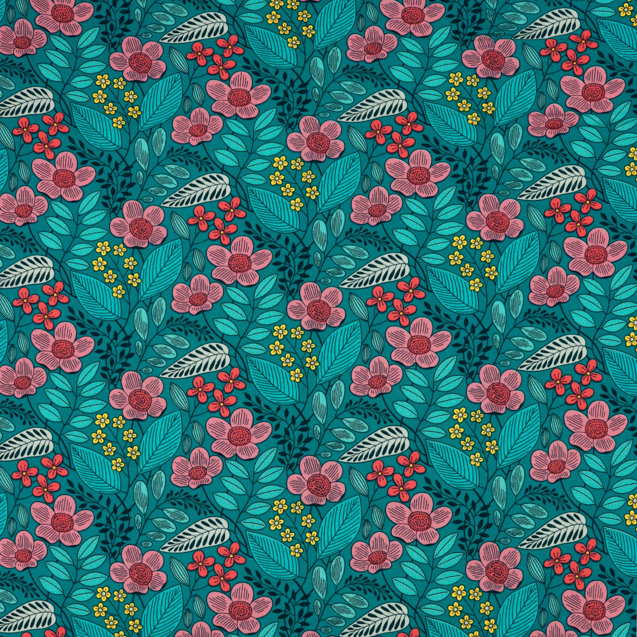 Blooming Color 2 Fabric Collection - Olivia Teal