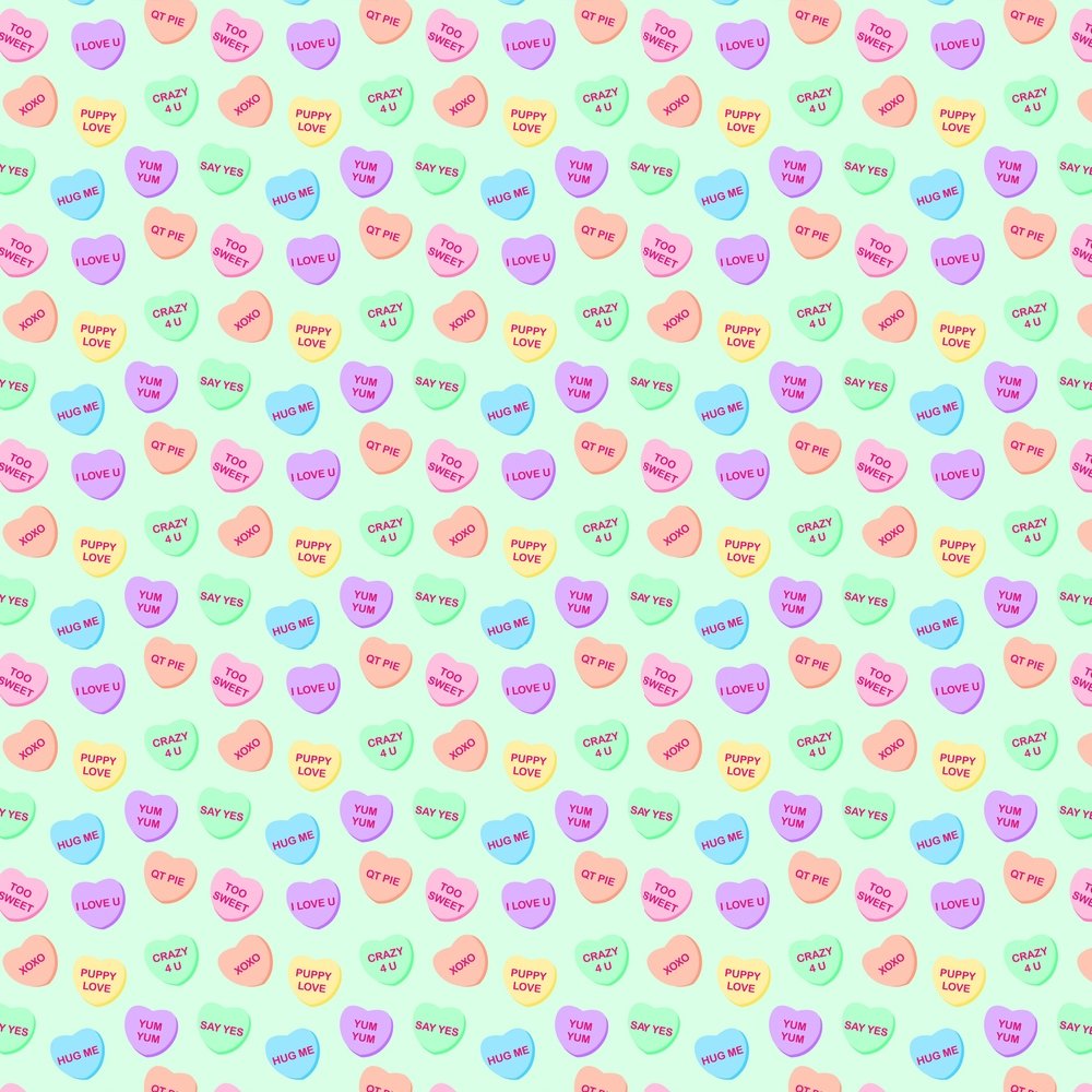 Candy Hearts Fabric - Green