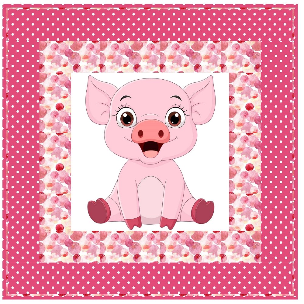 Cartoon Baby Pig Wall Hanging 42" x 42"