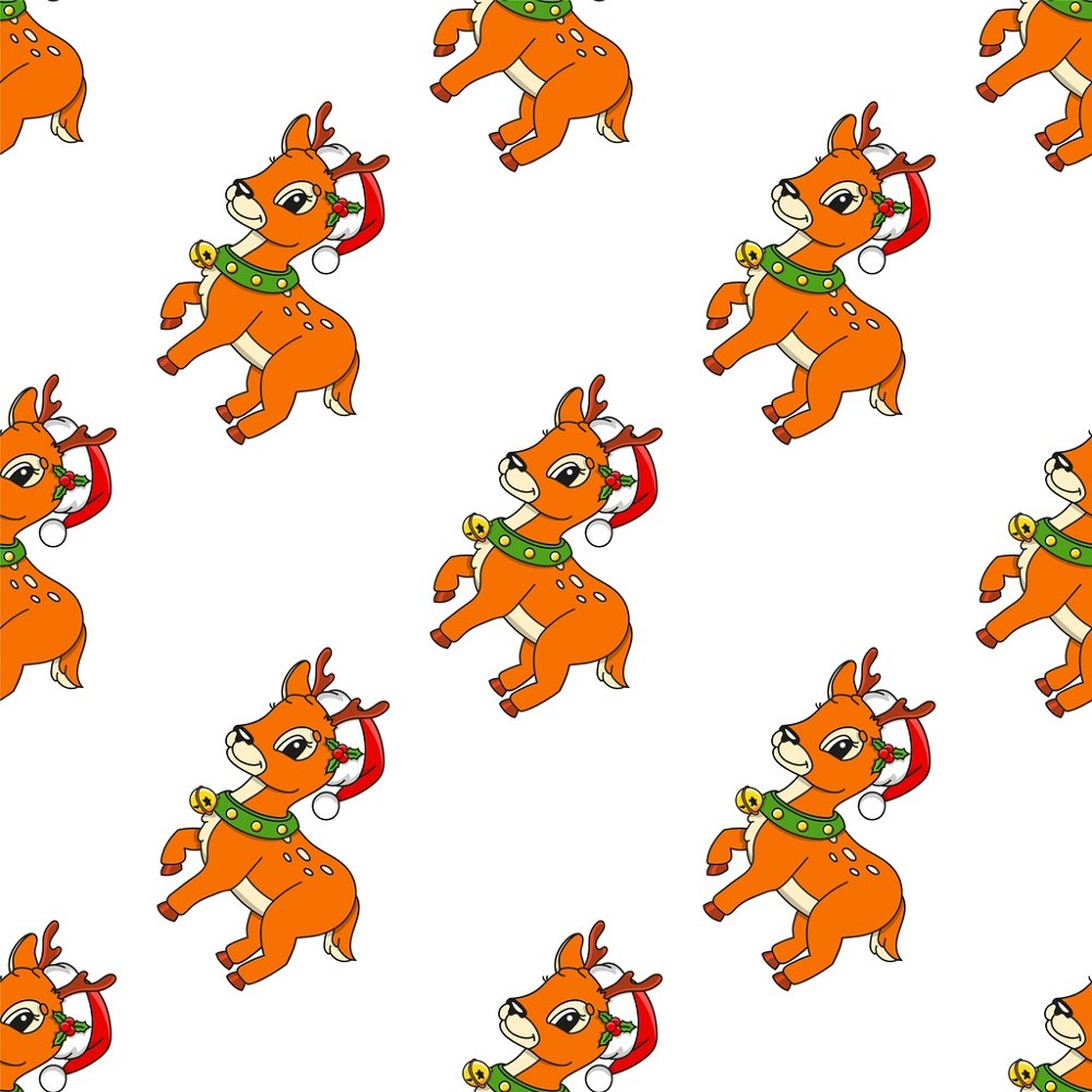 Cartoon Christmas Reindeer Fabric