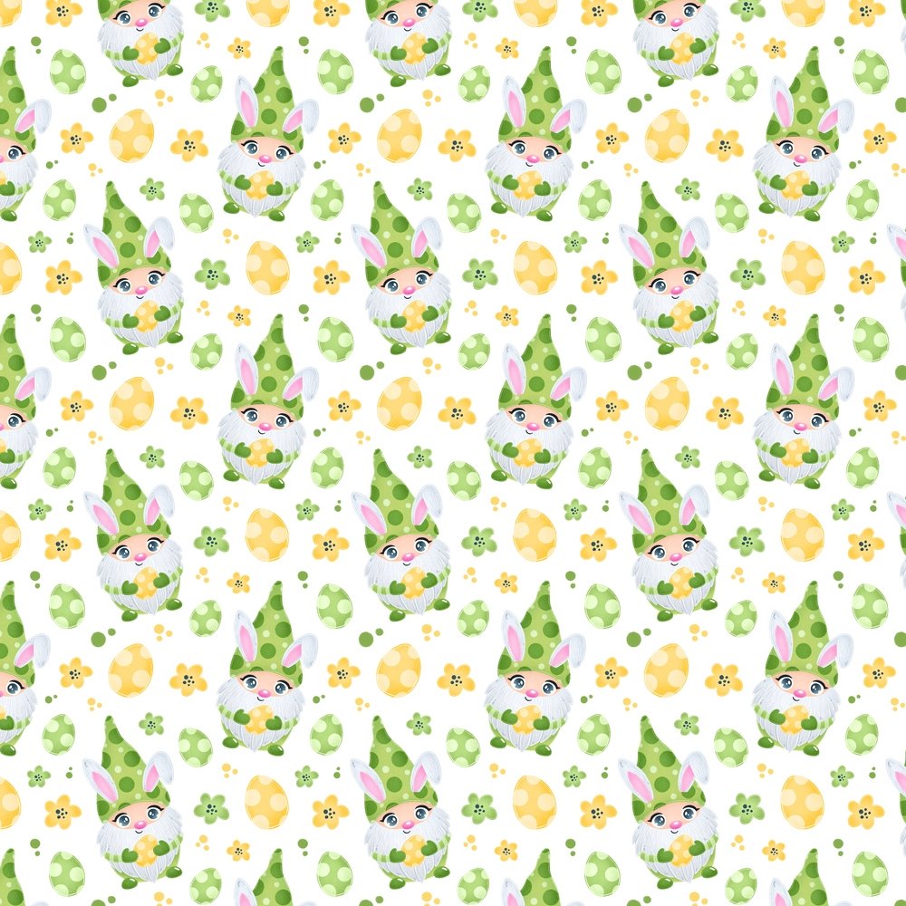Cartoon Easter Bunny Gnome Fabric - Green