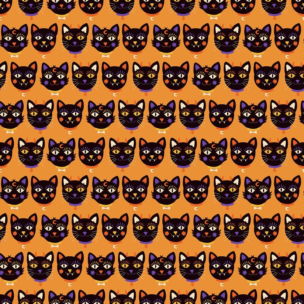 Cartoon Halloween Cat Head Fabric