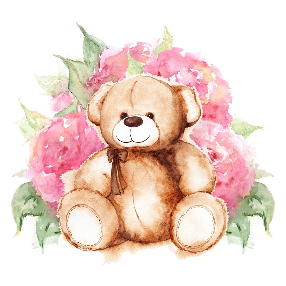 Cartoon Lovely Bear Fabric Panel - Multi