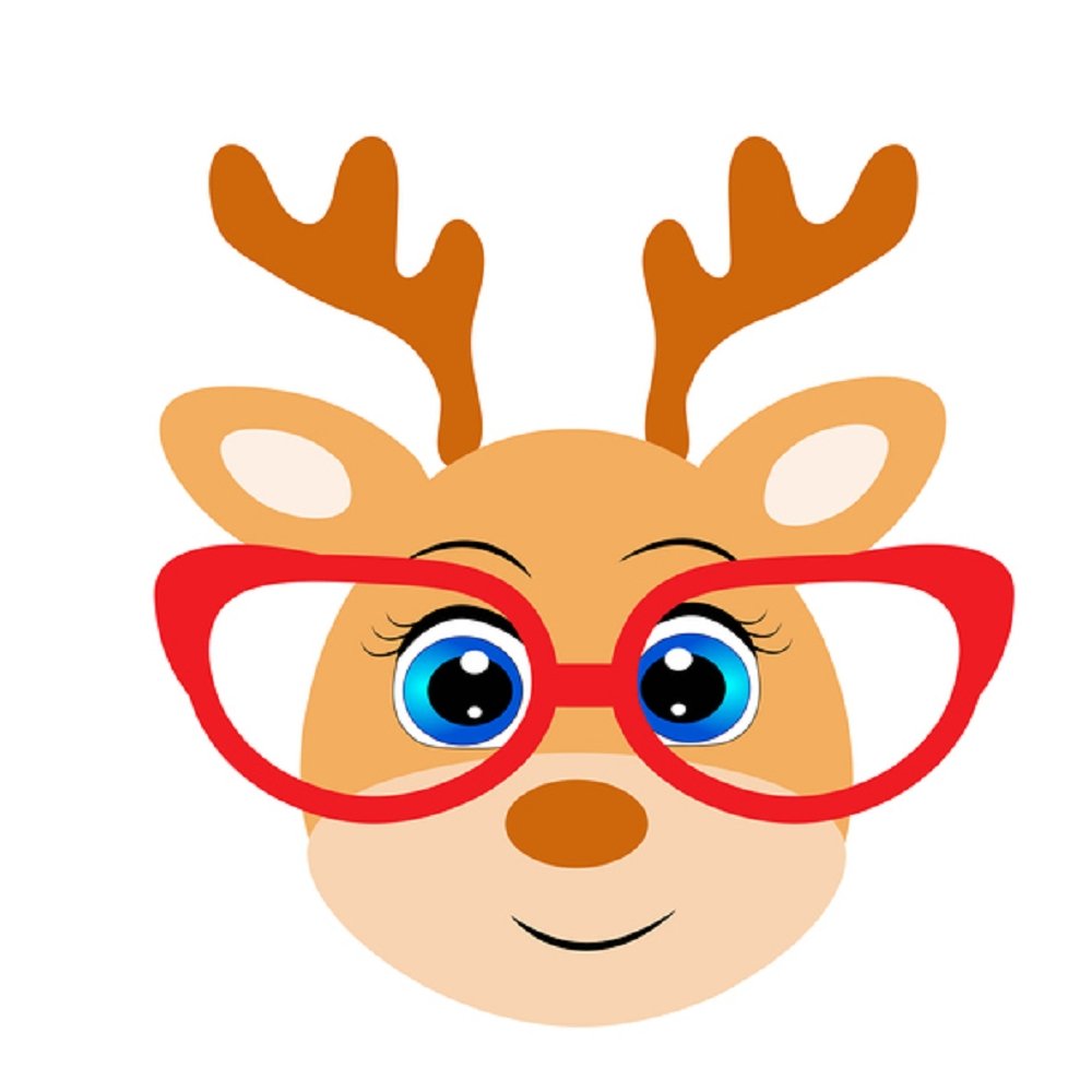 Cartoon Reindeer Fabric Panel - White