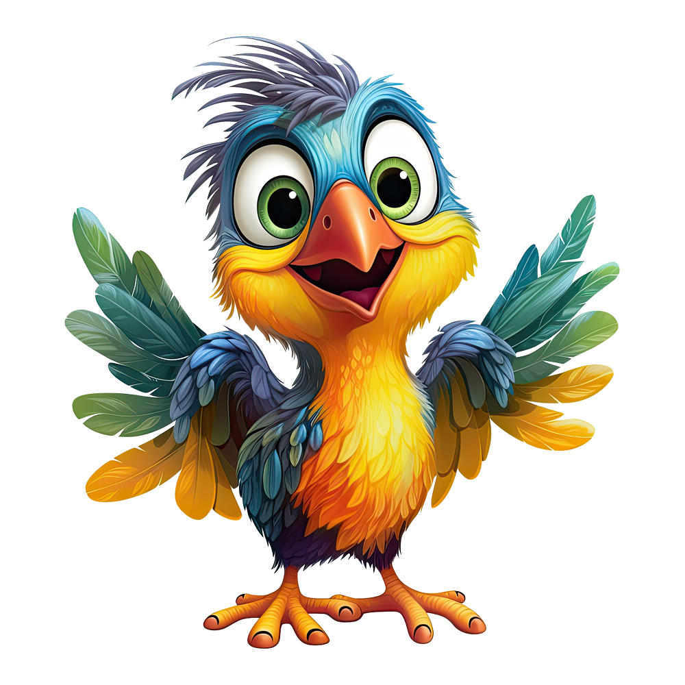 Cartoon Smiling Bird Fabric Panel