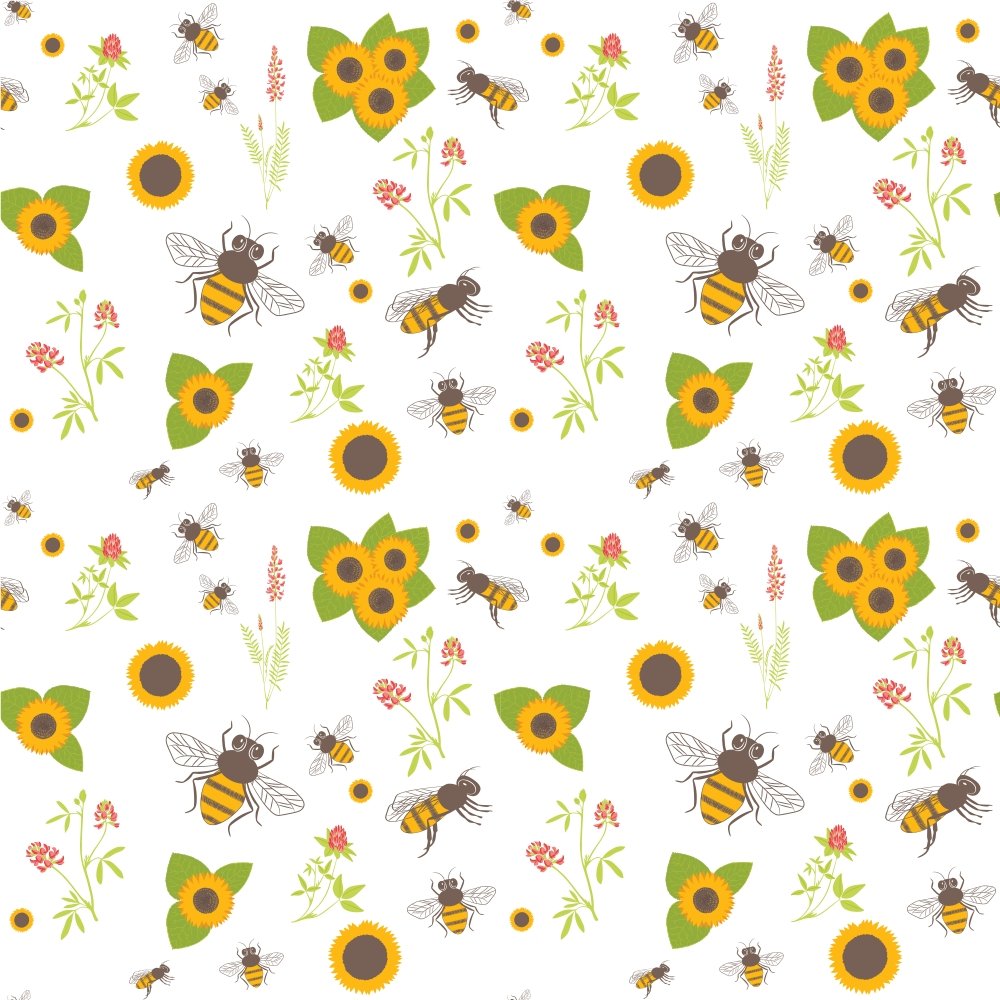 Sunflowers and Bees Floral Fabric